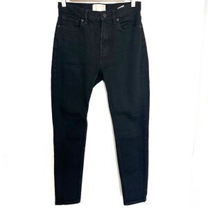 Everlane High Rise Deep Black Structured Denim Skinny Jeans. 27